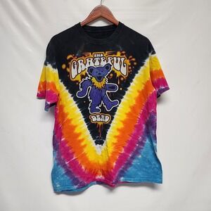 THE GRATEFUL DEAD LARGE TYE DYE T-SHIRT LIQUID BLUE PRINT DANCING BEAR LOGO